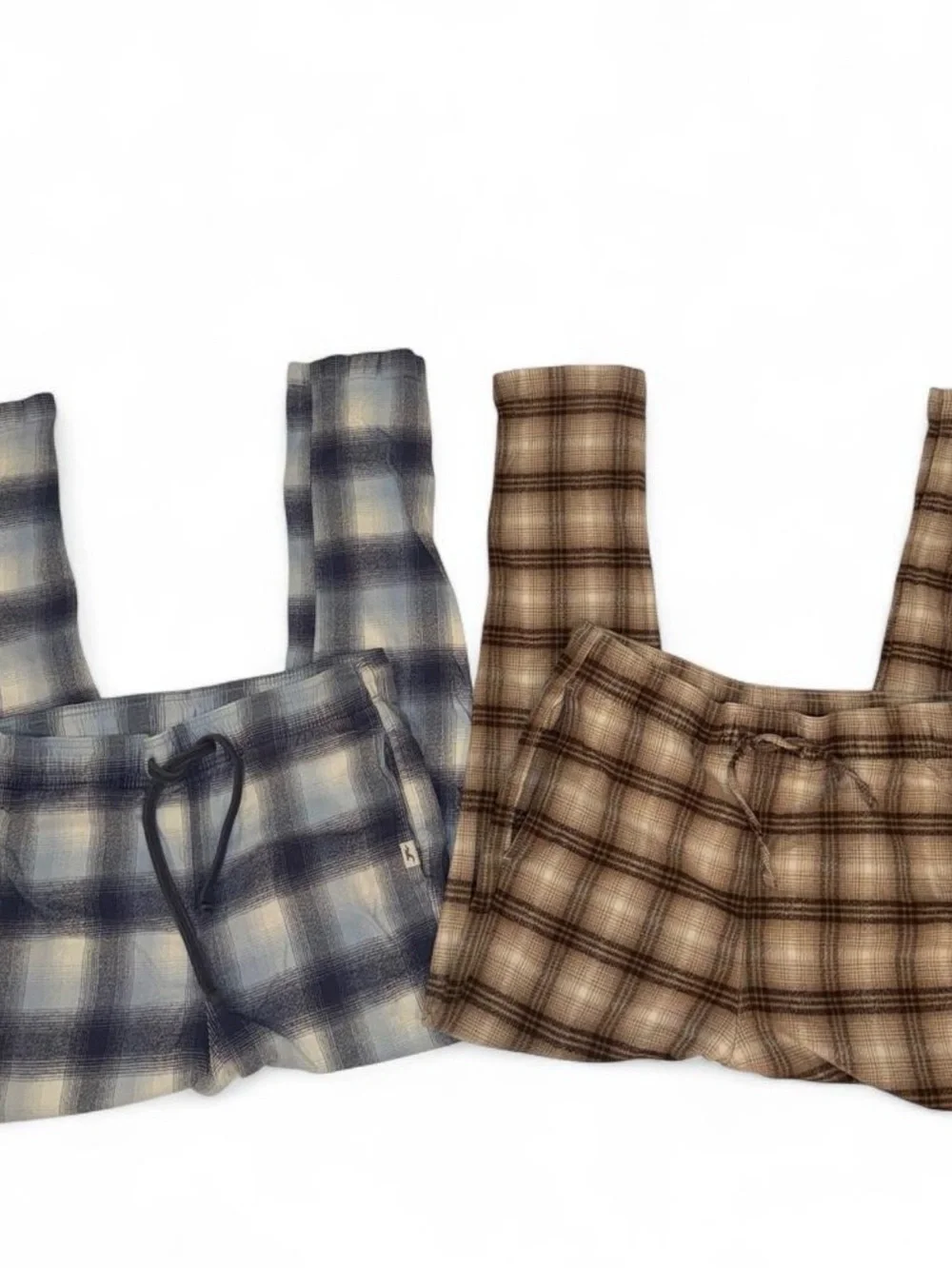 Hollister Plaid Joggers in Blue and Brown - Set of Two